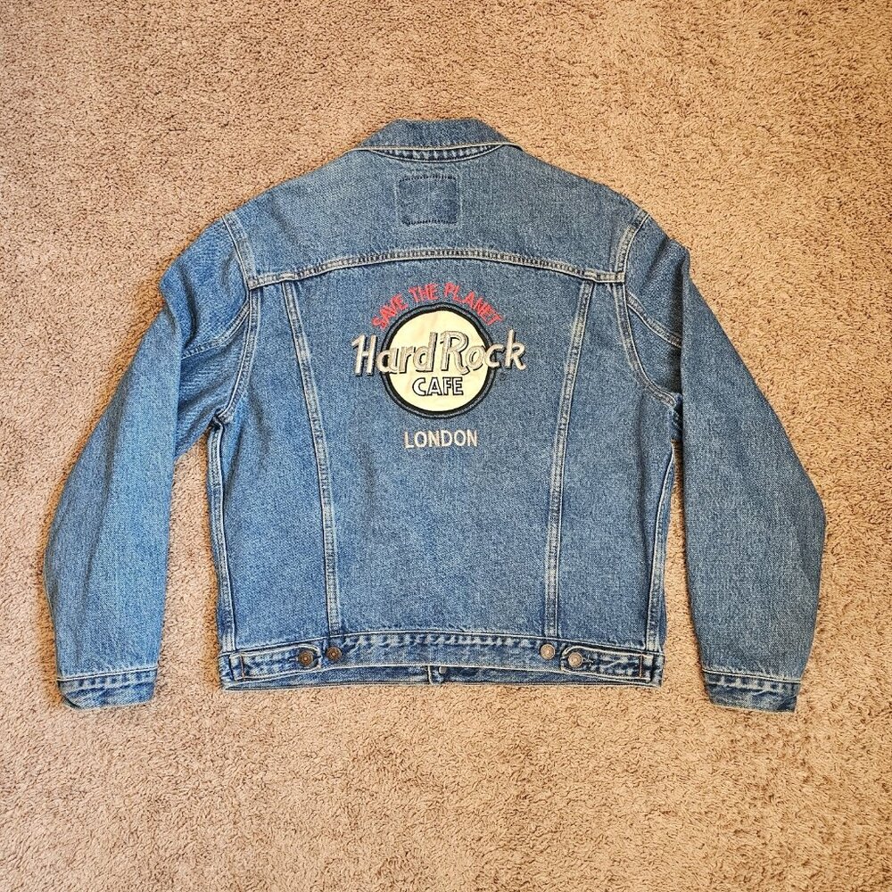 Vtg Levis Jean Jacket M Britain Hard Rock London Denim 70503-02 Trucker 80s 90s - Picture 2 of 14
